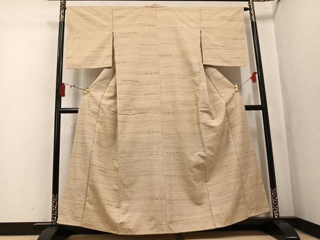 平和屋着物●花織　紬　霞文　正絹　逸品　AABL1266ph