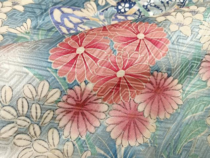 平和屋着物●豪華振袖　絞り　御所車花文　正絹　逸品　AABL1269ph