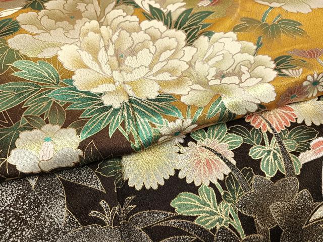 平和屋着物●豪華振袖　草花文　暈し染め　金銀彩　銀通し地　正絹　逸品　AABL1271ph