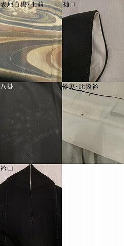 平和屋着物●豪華黒留袖　手描き　鯉　金彩　正絹　逸品　AABL1275ph