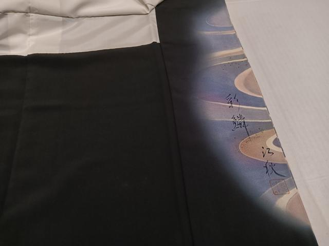 平和屋着物●豪華黒留袖　手描き　鯉　金彩　正絹　逸品　AABL1275ph