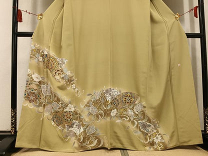 平和屋着物●豪華色留袖　作家物　駒刺繍　地紙花唐草文　暈し染め　金彩　正絹　逸品　AABL1279ph