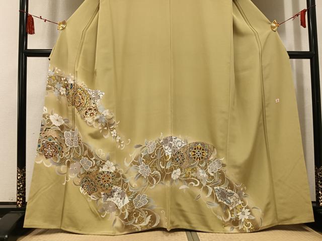 平和屋着物●豪華色留袖　作家物　駒刺繍　地紙花唐草文　暈し染め　金彩　正絹　逸品　AABL1279ph