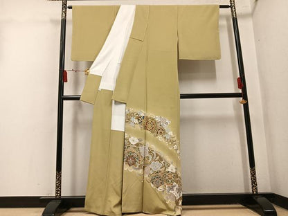 平和屋着物●豪華色留袖　作家物　駒刺繍　地紙花唐草文　暈し染め　金彩　正絹　逸品　AABL1279ph
