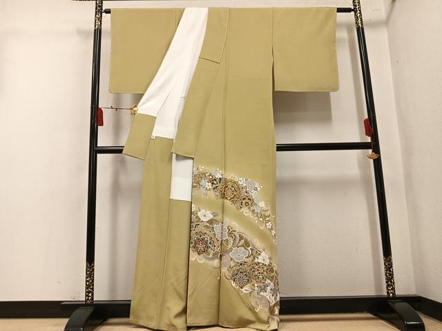 平和屋着物●豪華色留袖　作家物　駒刺繍　地紙花唐草文　暈し染め　金彩　正絹　逸品　AABL1279ph