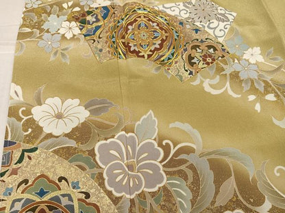 平和屋着物●豪華色留袖　作家物　駒刺繍　地紙花唐草文　暈し染め　金彩　正絹　逸品　AABL1279ph