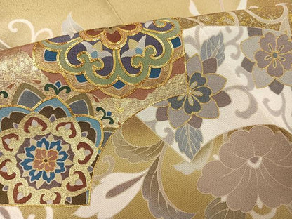 平和屋着物●豪華色留袖　作家物　駒刺繍　地紙花唐草文　暈し染め　金彩　正絹　逸品　AABL1279ph