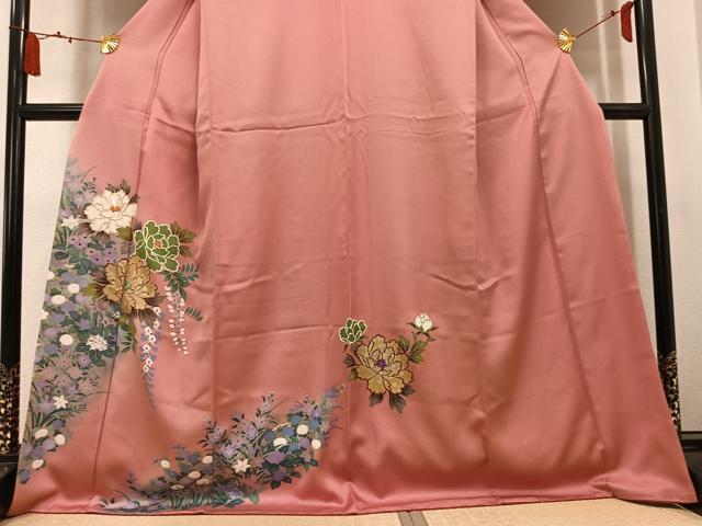 平和屋着物●訪問着　駒刺繍　草花文　暈し染め　金彩　正絹　逸品　AABL1280ph