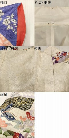 平和屋着物●豪華振袖　辻が花　絞り　花蝶文　金彩　正絹　逸品　AABL1282ph