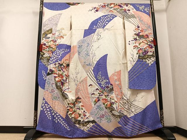 平和屋着物●豪華振袖　辻が花　絞り　花蝶文　金彩　正絹　逸品　AABL1282ph