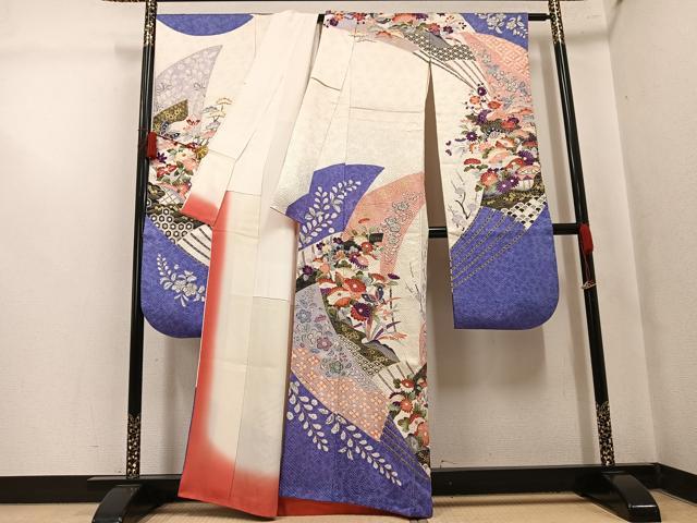 平和屋着物●豪華振袖　辻が花　絞り　花蝶文　金彩　正絹　逸品　AABL1282ph