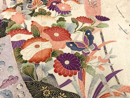 平和屋着物●豪華振袖　辻が花　絞り　花蝶文　金彩　正絹　逸品　AABL1282ph
