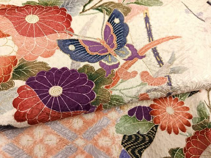 平和屋着物●豪華振袖　辻が花　絞り　花蝶文　金彩　正絹　逸品　AABL1282ph