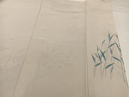 平和屋着物●訪問着　友禅　群れ鶴草花文　暈し染め　正絹　逸品　AABL1283ph