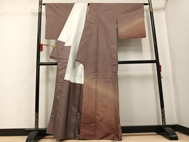 平和屋着物●訪問着　作家物　紬地　霞文　暈し染め　正絹　逸品　AABL1284ph