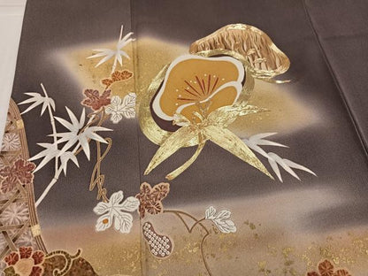 平和屋着物●豪華色留袖　駒刺繍　草花鹿文　暈し染め　金彩　正絹　逸品　AABL1288ph