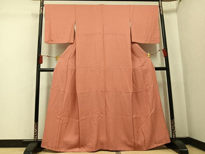 平和屋着物●上質な色無地　曙色　正絹　逸品　AABL1289ph