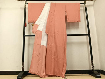 平和屋着物●上質な色無地　曙色　正絹　逸品　AABL1289ph