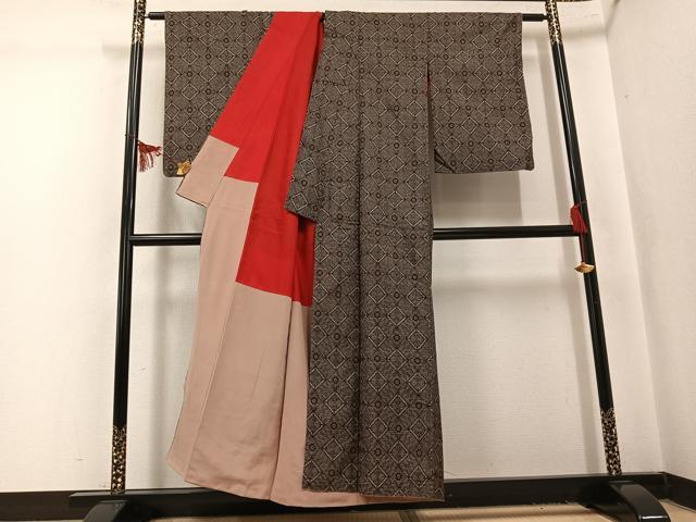平和屋着物●本場大島紬　龍郷絣　正絹　逸品　AABL1292ph