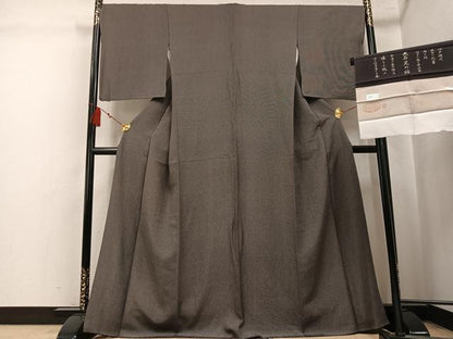 平和屋着物●江戸小紋　角通し　黒地　丹後ちりめん　正絹　逸品　AABL1297ph