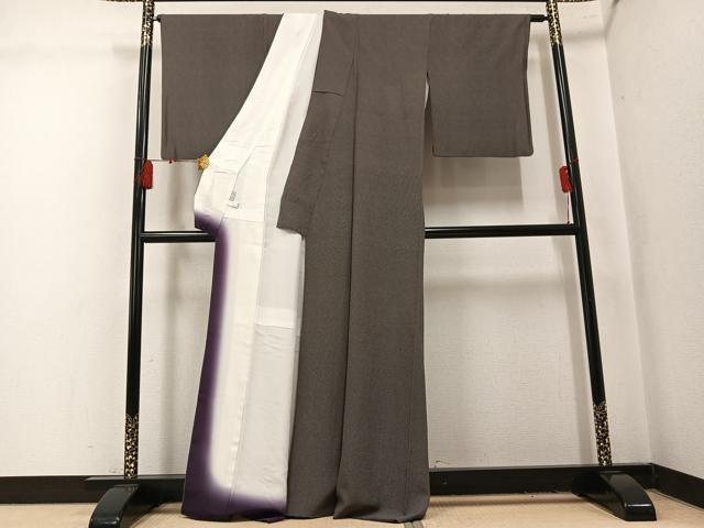 平和屋着物●江戸小紋　角通し　黒地　丹後ちりめん　正絹　逸品　AABL1297ph