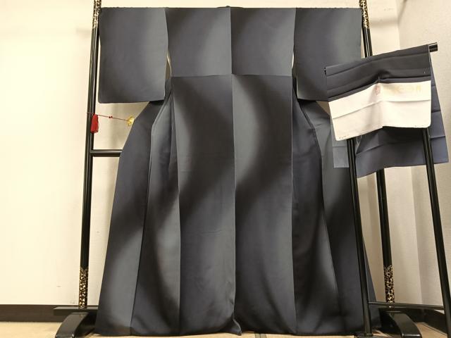 平和屋着物●上質な小紋　流水文　丹後ちりめん　反端付き　正絹　逸品　AABL1299ph