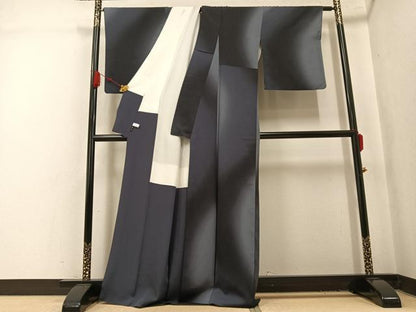 平和屋着物●上質な小紋　流水文　丹後ちりめん　反端付き　正絹　逸品　AABL1299ph