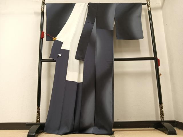 平和屋着物●上質な小紋　流水文　丹後ちりめん　反端付き　正絹　逸品　AABL1299ph