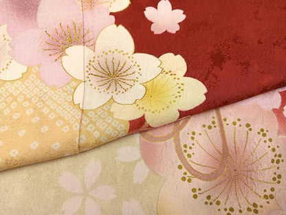 平和屋着物●豪華振袖　舞桜文　暈し染め　金彩　正絹　逸品　AABL1302ph
