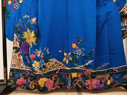 平和屋着物●豪華振袖　花蝶文　正絹　逸品　AABL1306ph