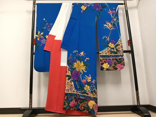 平和屋着物●豪華振袖　花蝶文　正絹　逸品　AABL1306ph