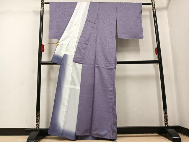 平和屋着物●上質な色無地　霞地紋　鳩羽鼠色　正絹　逸品　未使用　AABL1307ph