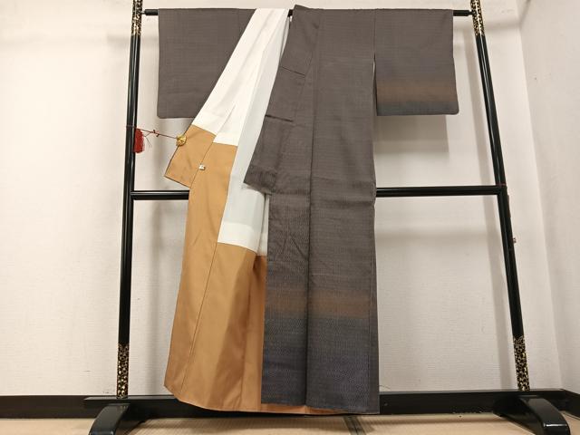 平和屋着物●訪問着　お召地　霞文　正絹　逸品　AABL1308ph