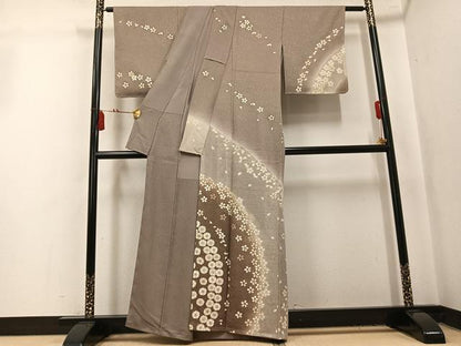 平和屋着物●訪問着　中国三大刺繍　汕頭刺繍　スワトウ刺繍　舞桜文　暈し染め　金彩　正絹　逸品　未使用　AABL1310ph