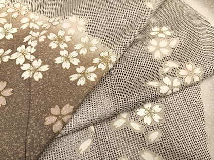 平和屋着物●訪問着　中国三大刺繍　汕頭刺繍　スワトウ刺繍　舞桜文　暈し染め　金彩　正絹　逸品　未使用　AABL1310ph