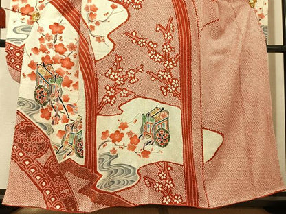 平和屋着物●豪華振袖　総絞り　御所車花文　金彩　正絹　逸品　AABL1312ph