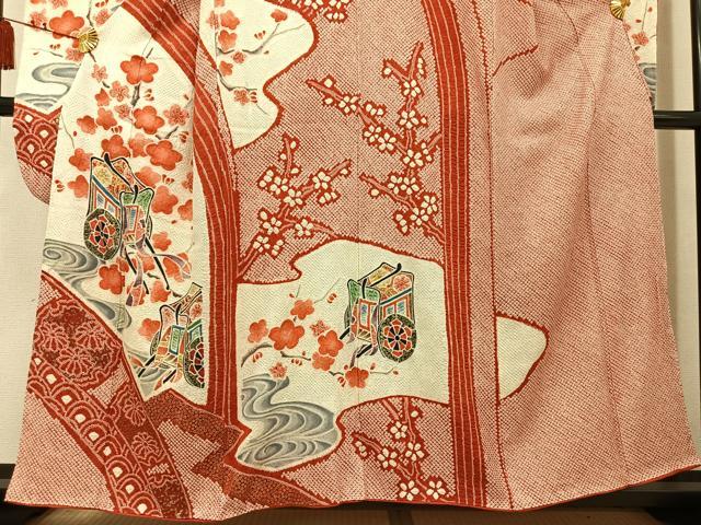 平和屋着物●豪華振袖　総絞り　御所車花文　金彩　正絹　逸品　AABL1312ph