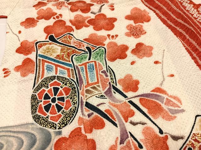 平和屋着物●豪華振袖　総絞り　御所車花文　金彩　正絹　逸品　AABL1312ph
