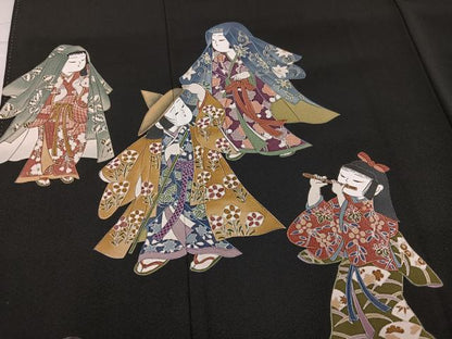 平和屋着物●豪華黒留袖　作家物　女人扇面花文　金彩　正絹　逸品　未使用　AABL1314ph