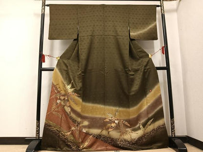 平和屋着物●訪問着　作家物　草花文　暈し染め　金彩　正絹　逸品　AABL1315ph