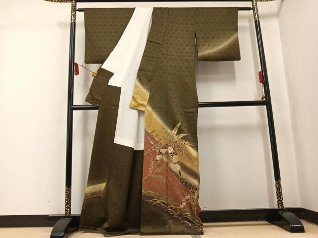 平和屋着物●訪問着　作家物　草花文　暈し染め　金彩　正絹　逸品　AABL1315ph