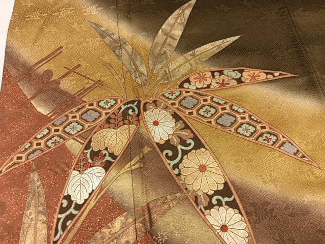 平和屋着物●訪問着　作家物　草花文　暈し染め　金彩　正絹　逸品　AABL1315ph
