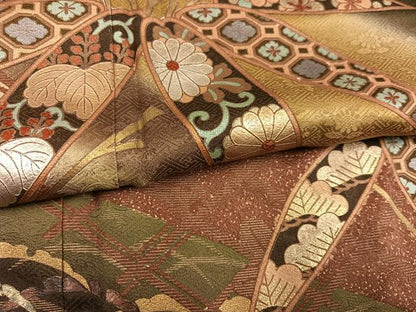 平和屋着物●訪問着　作家物　草花文　暈し染め　金彩　正絹　逸品　AABL1315ph