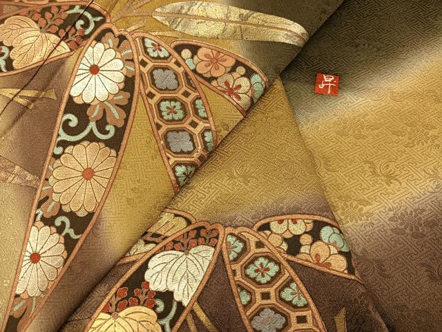 平和屋着物●訪問着　作家物　草花文　暈し染め　金彩　正絹　逸品　AABL1315ph