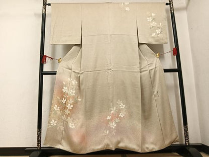 平和屋着物●京友禅の第一人者　松井青々　訪問着　草花文　金彩　正絹　逸品　AABL1316ph