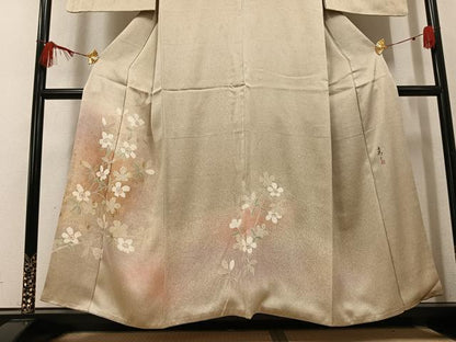 平和屋着物●京友禅の第一人者　松井青々　訪問着　草花文　金彩　正絹　逸品　AABL1316ph