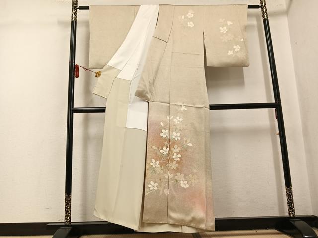 平和屋着物●京友禅の第一人者　松井青々　訪問着　草花文　金彩　正絹　逸品　AABL1316ph