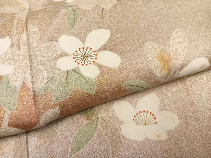 平和屋着物●京友禅の第一人者　松井青々　訪問着　草花文　金彩　正絹　逸品　AABL1316ph