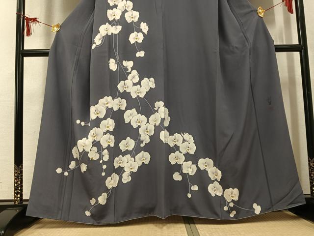 平和屋着物●染色作家　寺島利男　訪問着　胡蝶蘭　健勝苑扱い　正絹　逸品　AABL1321ph