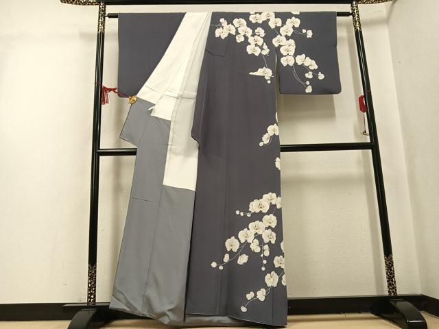 平和屋着物●染色作家　寺島利男　訪問着　胡蝶蘭　健勝苑扱い　正絹　逸品　AABL1321ph